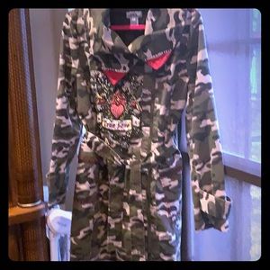 Camo Sequined Zip up Cardigan